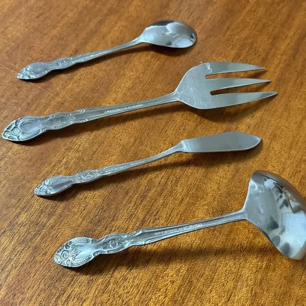 Vintage Lusterware Serving Set of 4 Stainless Steel